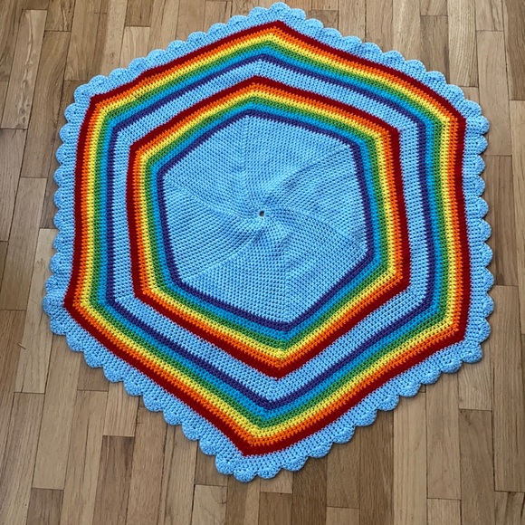 Rainbow Crocheted Hexagon Baby Blanket 🌈